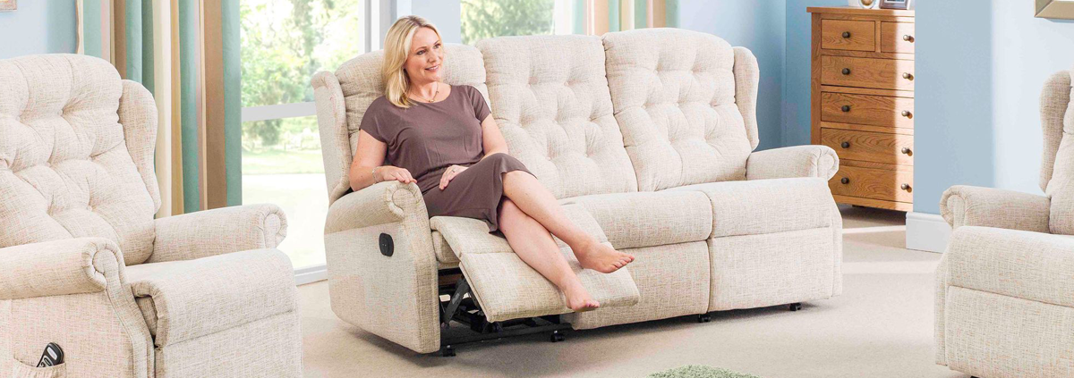 Fabric 3 Seater Manual Recliner Sofas